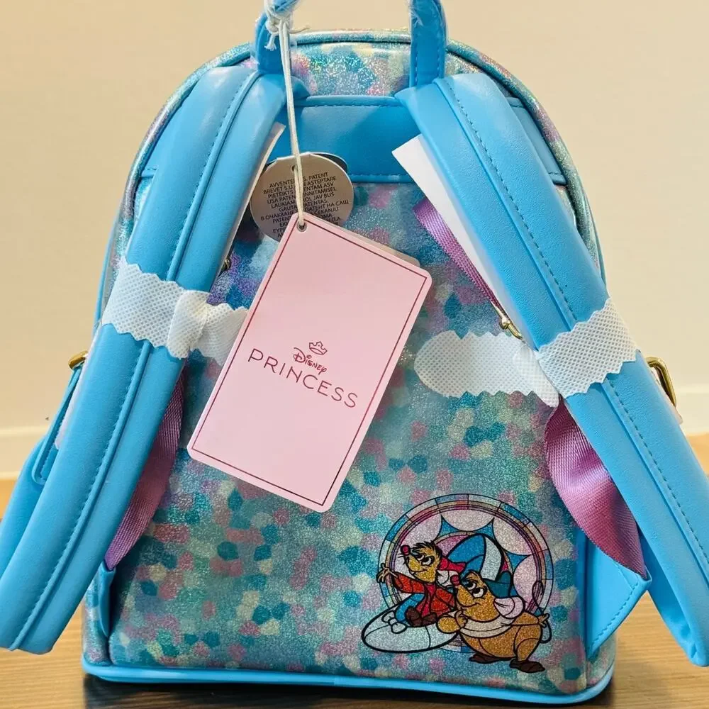 Loungefly Disney Princess Cinderella Stained Glass Mini Backpack & Ears Set NWT